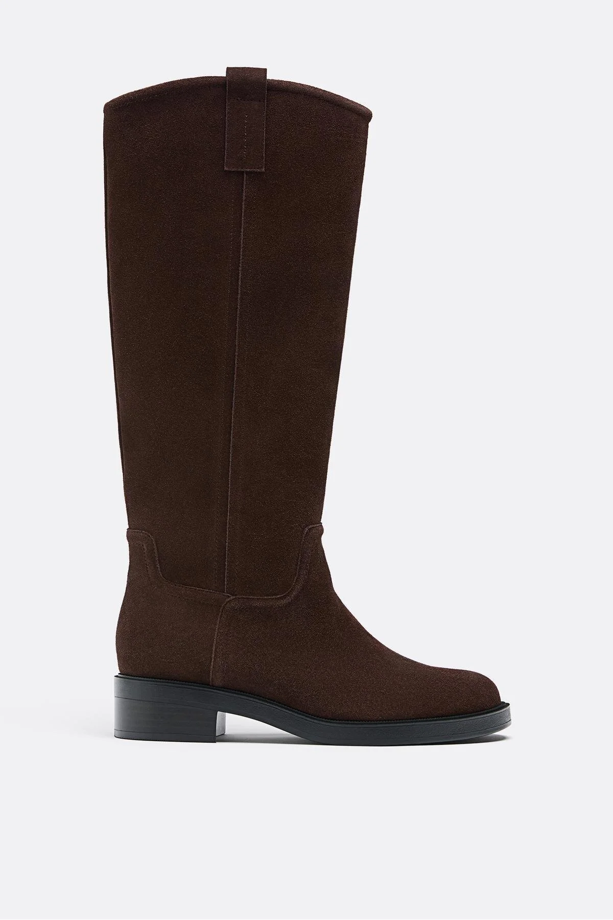 1_org_zoom بوت بلند Stradivarius استرادیواریوس چرم طبیعی سواری تخت اورجینال - تصویر 1